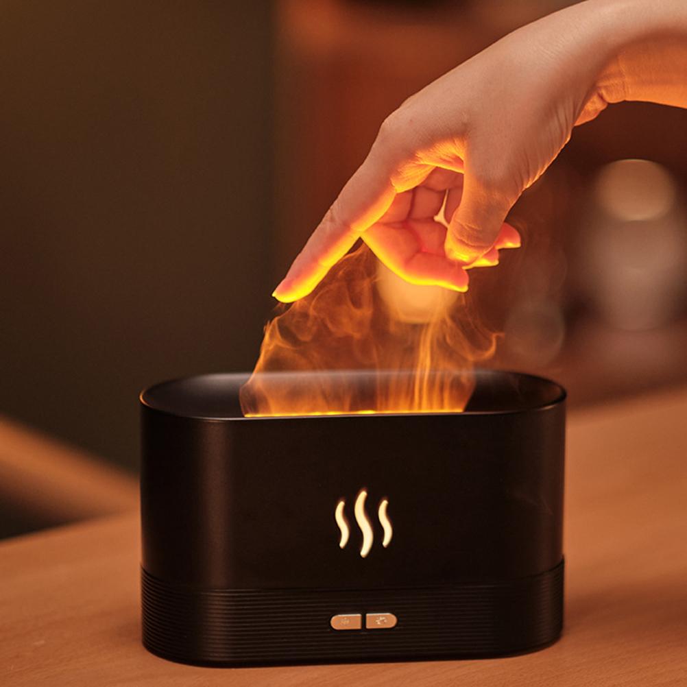 Essential Oil Diffuser with Simulation Flame Light Portable Aromatherapy Mist Humidifier for Home