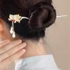 [Miaomyao] Kanzashi (hair ornament), single piece, for Japanese clothing, yukata, kimono, pearl, jade, golden branch and leaf design, silver hair