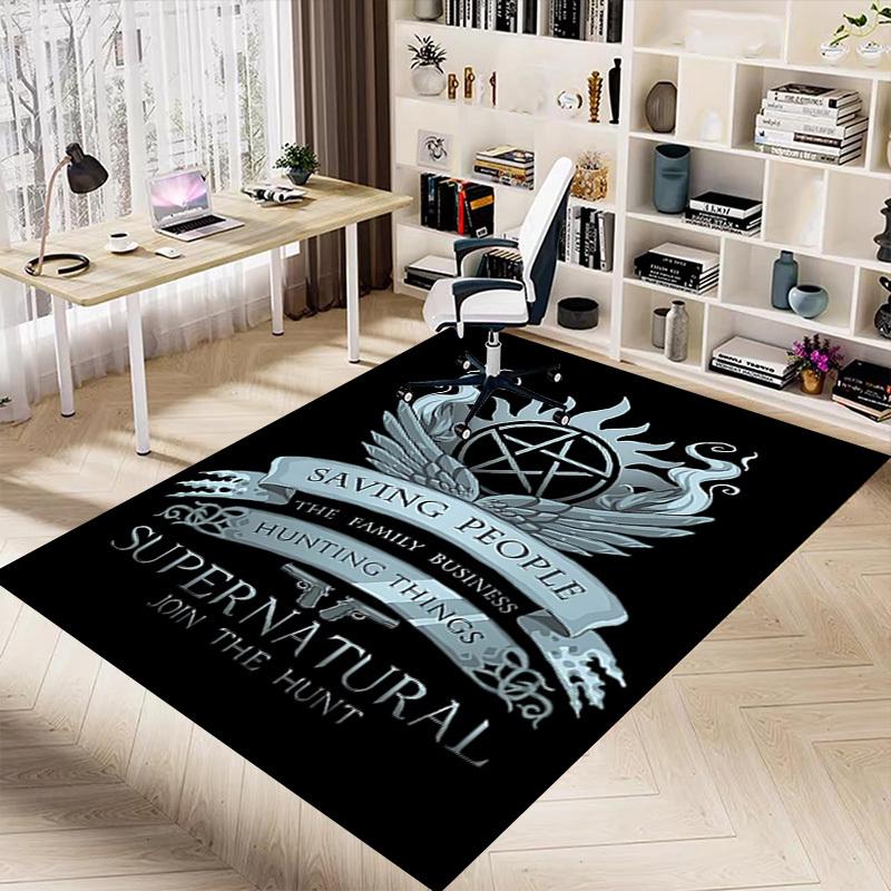 1pc SUPERNATURAL JOIN THE HUNT Home Office, Durable Polyester Floor Mat with Easy, Office Decor, Urban Style, Nonslip Backing