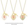 Romantic Heart Enamel Clavicle Necklace in Natural Hetian Jade & S925 Silver