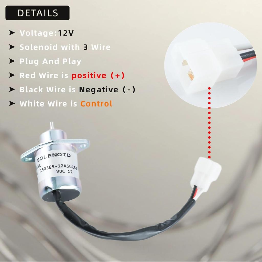 Fuel Shut Off Solenoid 17454-60010 1503ES-12A5UC5S 16616-60010 SA-4569-T Woodward for Kubota D905 D1005 D1105 V1205 V1305 V1505T Engines 12V