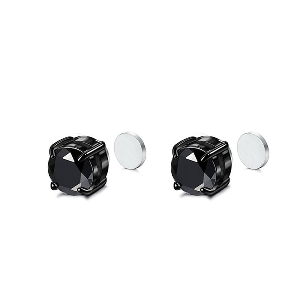 

1Pair Fashion Crystal Magnetic Clip Ear Stud Non Piercing Earrings Fake Earring Gift for Men Women Jewelry чорний