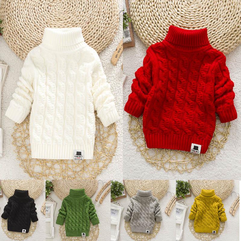 Toddler Baby Sweaters 1-5T Kids Boy Girl Fall Winter Long Sleeve Knitted Pullover Thick Top Solid Clothes