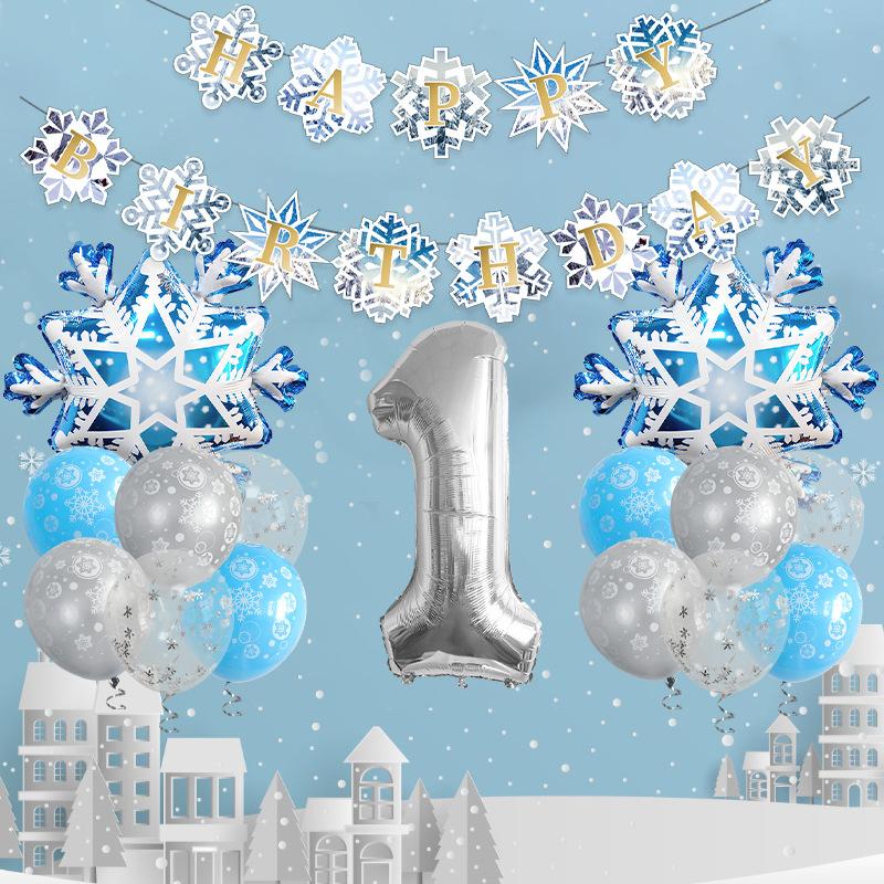 Christmas Snowflake Aluminum Film Balloon Set 32 Inch Digital Flag Children'S Birthday Party Decoration