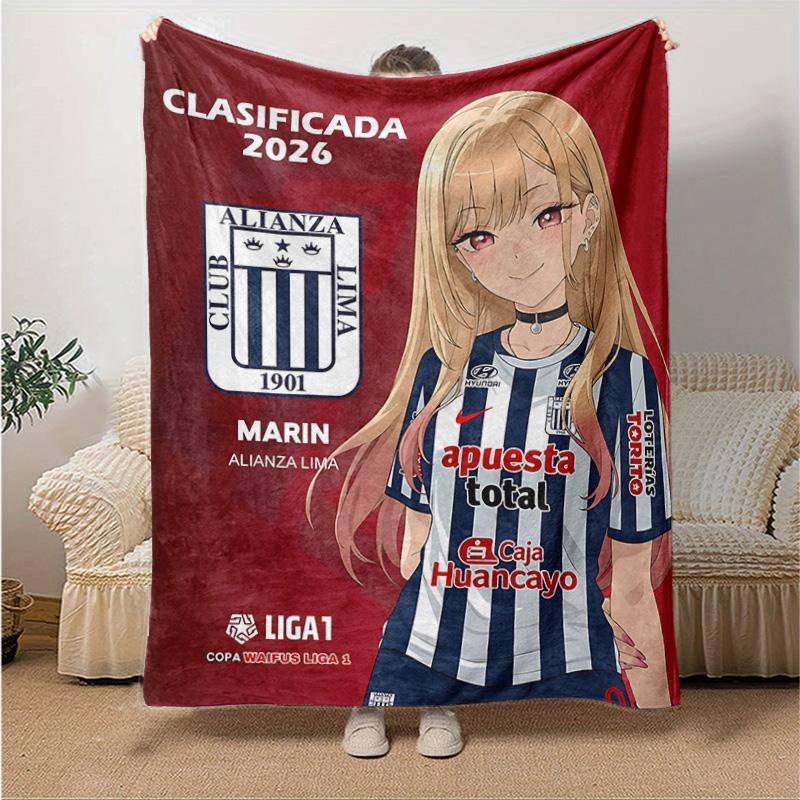 1pc Alianza Lima Season Flannel Blanket Soft Warm Throw Blanket for Bedroom Living Room Bed Travel Camping Picnic Gift. MT7150169 75cm x 90cm