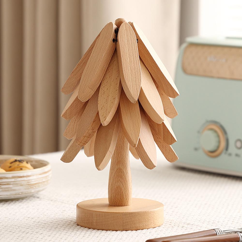 Wooden Tree Coasters 4Pcs Tree Shaped Tree Shaped Trivet Mats for Hot Dishes, Hot Pots and Pans