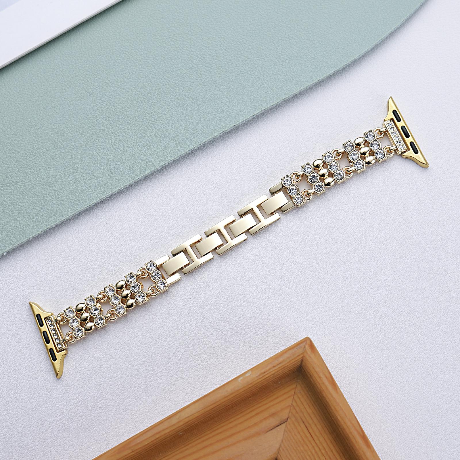 

Diamond strap suitable for Apple Watch 40/44/38/45/41/49/42mm metal bracelet iWatch series se 7 6 3 5 Ultra 2 8 9 14mmNo connector золотий