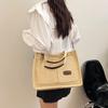 2025 new large-capacity commuter portable tote bag women's versatile strip velvet shoulder bag trendy wide shoulder strap messenger bag bag