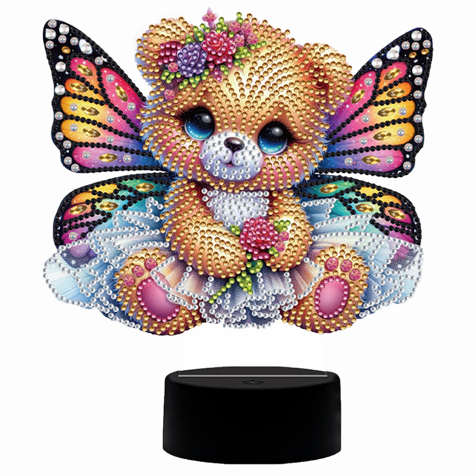 

Butterfly Animal 5D DIY Diamond Painting Lamp with Tools 5D DIY Diamond Painting LED Light for Bedroom Living Room Home Office