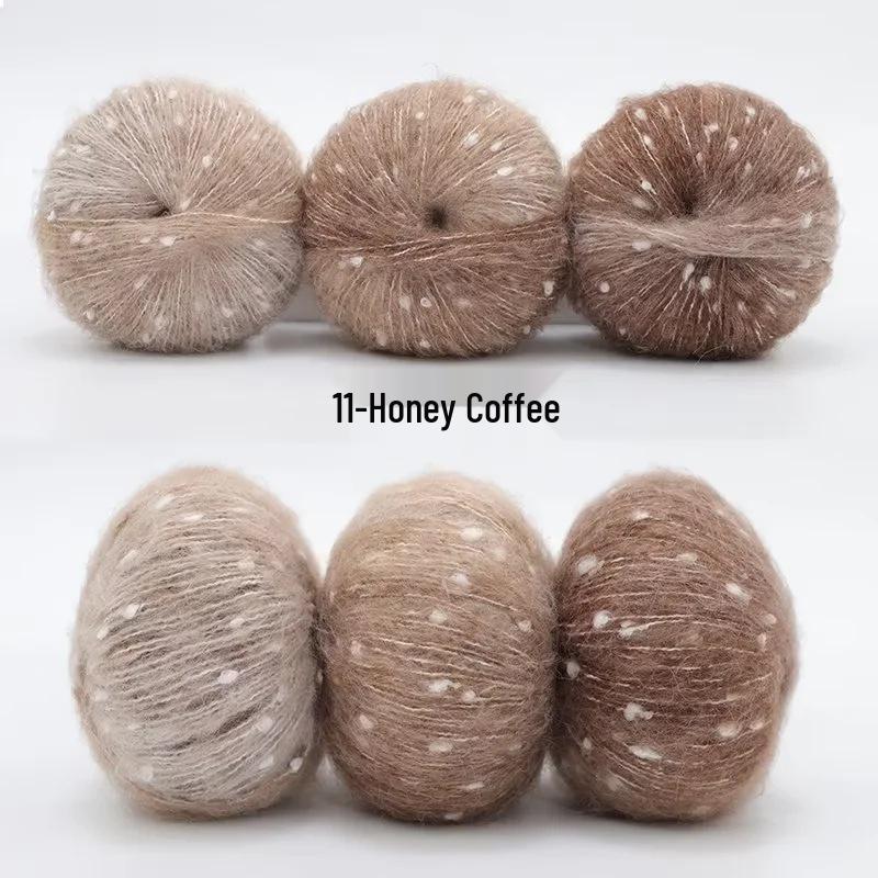 Gradient Rainbow Candy Mohair Yarn Ball: Snowflake Dot, Soft Silk Blend