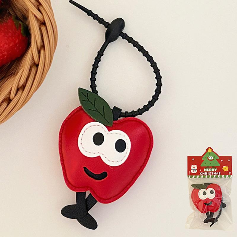 Cute Cartoon Christmas Tree Star Keychain Creative Pu Leather Keyring Backpack Pendant Key Hanging Decoration Xmas Gifts