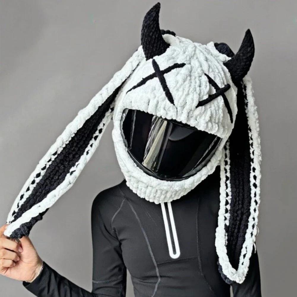 Motorhelm Beschermhoes Handgehaakt Trendy Halloween Grappige Gepersonaliseerde Helmhoes Hoofddeksel
