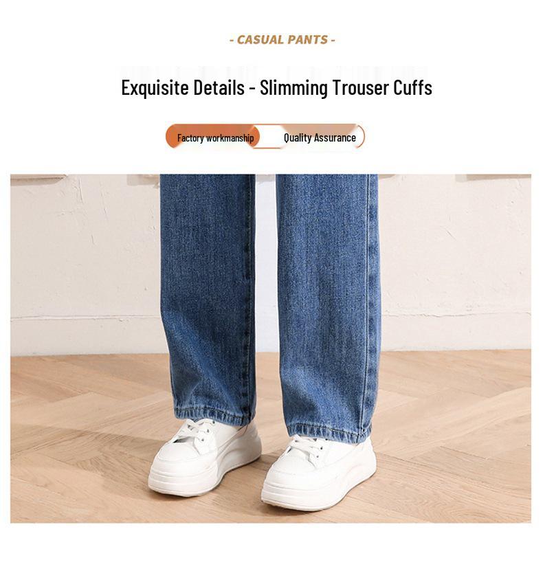Women's High-Waist Adjustable Multi-Button Wide-Leg Jeans - Loose, Drapey, Slimming, Autumn Pants