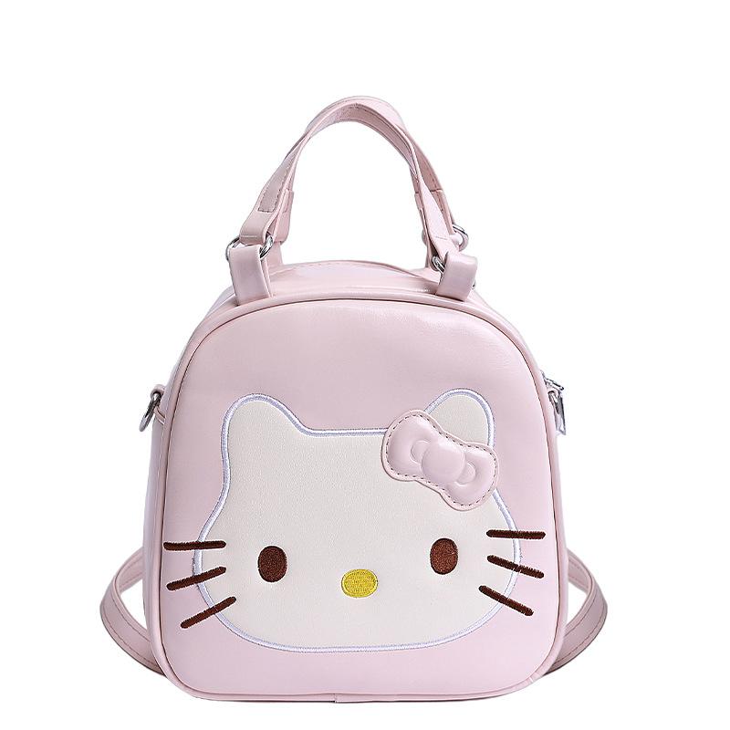 

Three-purpose design cute kt cat backpack sweet small fresh backpack junior high school college student schoolbag 18.5*8*19 розовый