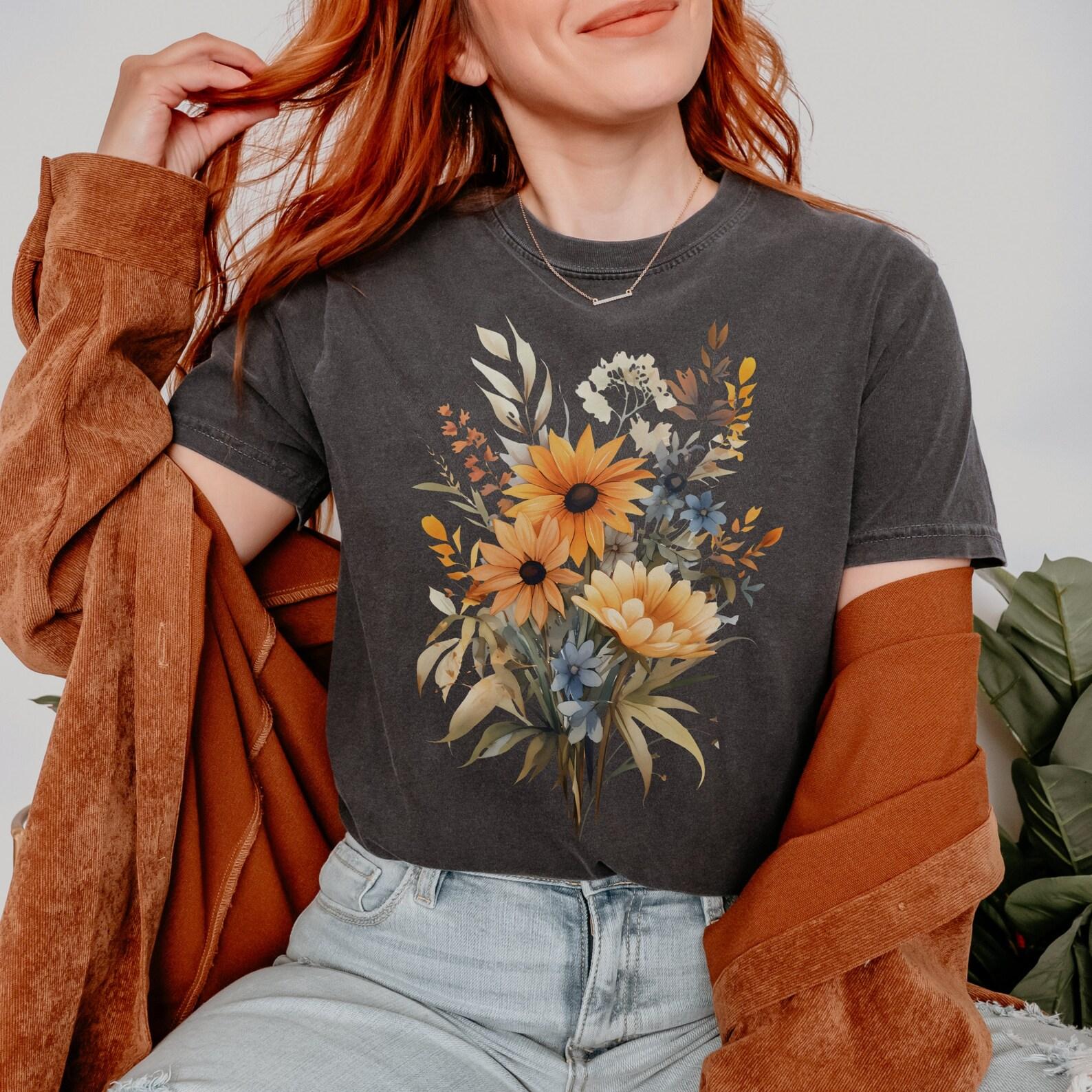 Wildflower Bouquet T-Shirt – Soft Floral Tee for Nature Lovers L