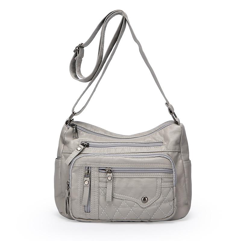Modna Czterosezonowa Miękka Skóra Wielokomorowa Wielokieszeniowa Wysokiej klasy Wielowarstwowa Torba Jednoramienna Crossbody