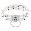 Double Line Rivet Spiked Choker, Cool Punk Hanging Ring Faux Leather Neckband