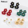 Fashion Sweet Colorful Multilayer Flower Drop Earrings Simple Alloy Lacquer Earrings for Women Jewelry Gifts PD722