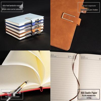 A5 Schafsleder U-Klammer High-End Business Notizbuch mit anpassbarem Logo und Retro PU-Stil.