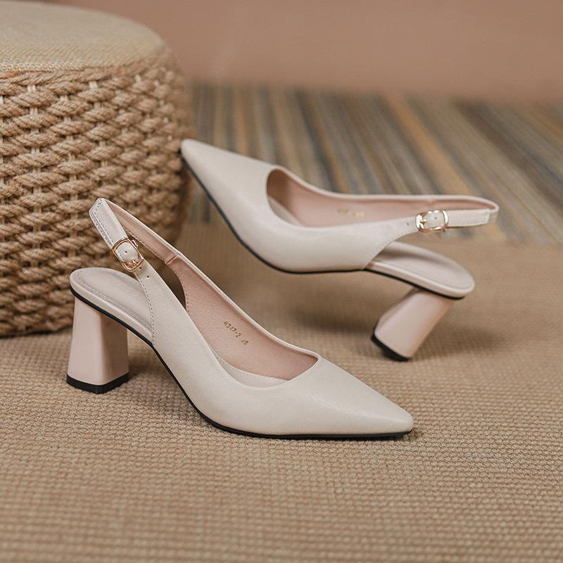 Baotou thick heel shoes children versatile 2025 spring and autumn ladies occupation commuting work pointed high heels single shoes