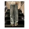 Pantaloni Denim Casual Trendy a Gamba Dritta Autunno e Inverno Larghi Hip-hop Giovani Street Jeans Pantaloni a Gamba Larga Pantaloni Y2k da Uomo