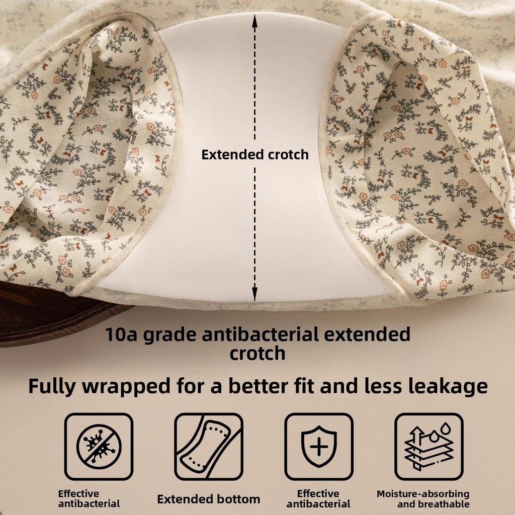 Ladies Spring and Autumn Flower Pack Hip Antibacterial Extended Flat Angle Underwear