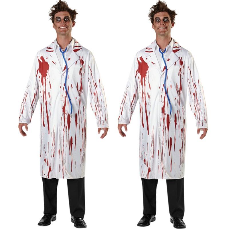 Halloween Masquerade Party Uniform Couple Horror Male Doctor Uniform Horror Bloody Female Nurse Uniform