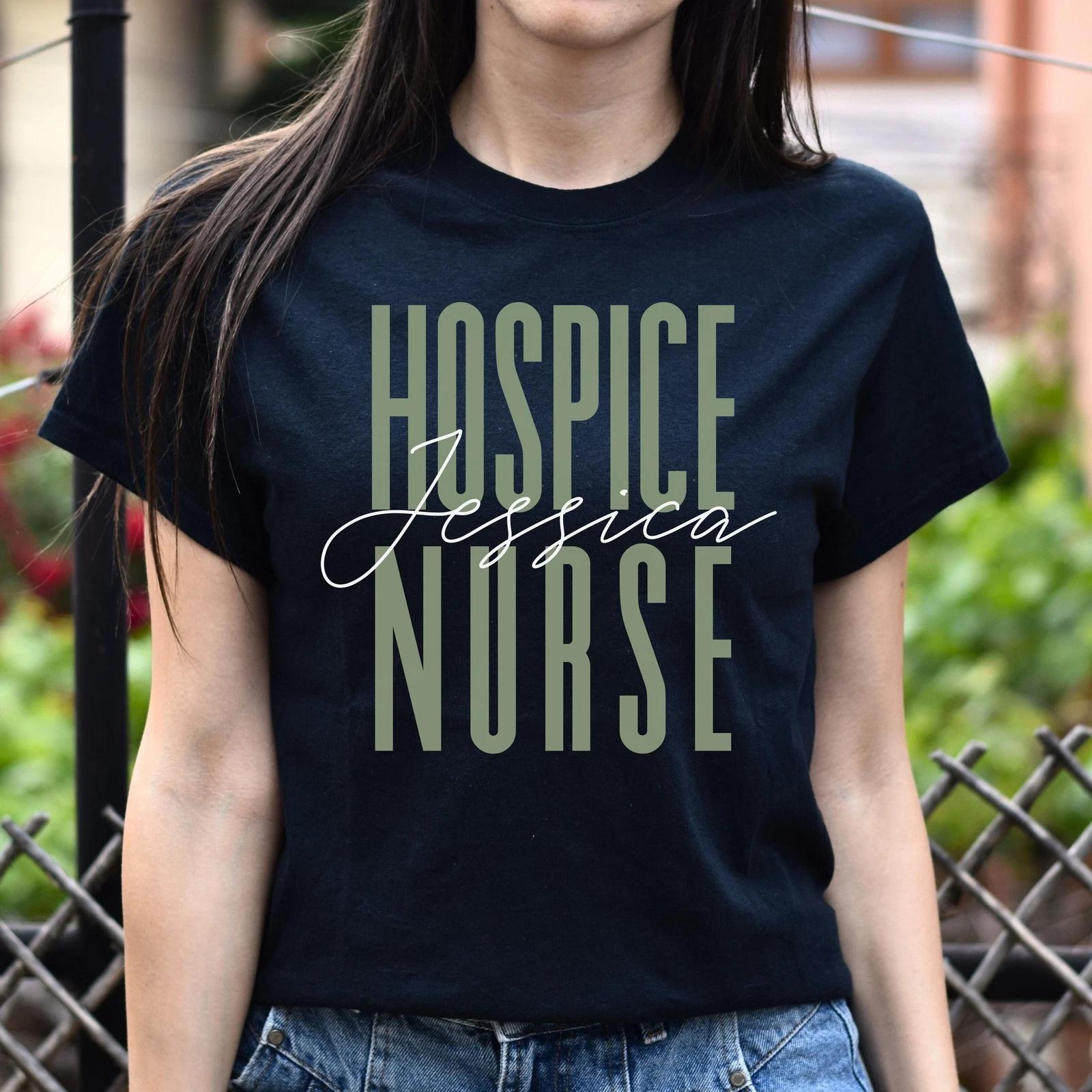 Hospice nurse T-Shirt gift Palliative Care Nurse Customized Unisex tee Black Nav 2XL