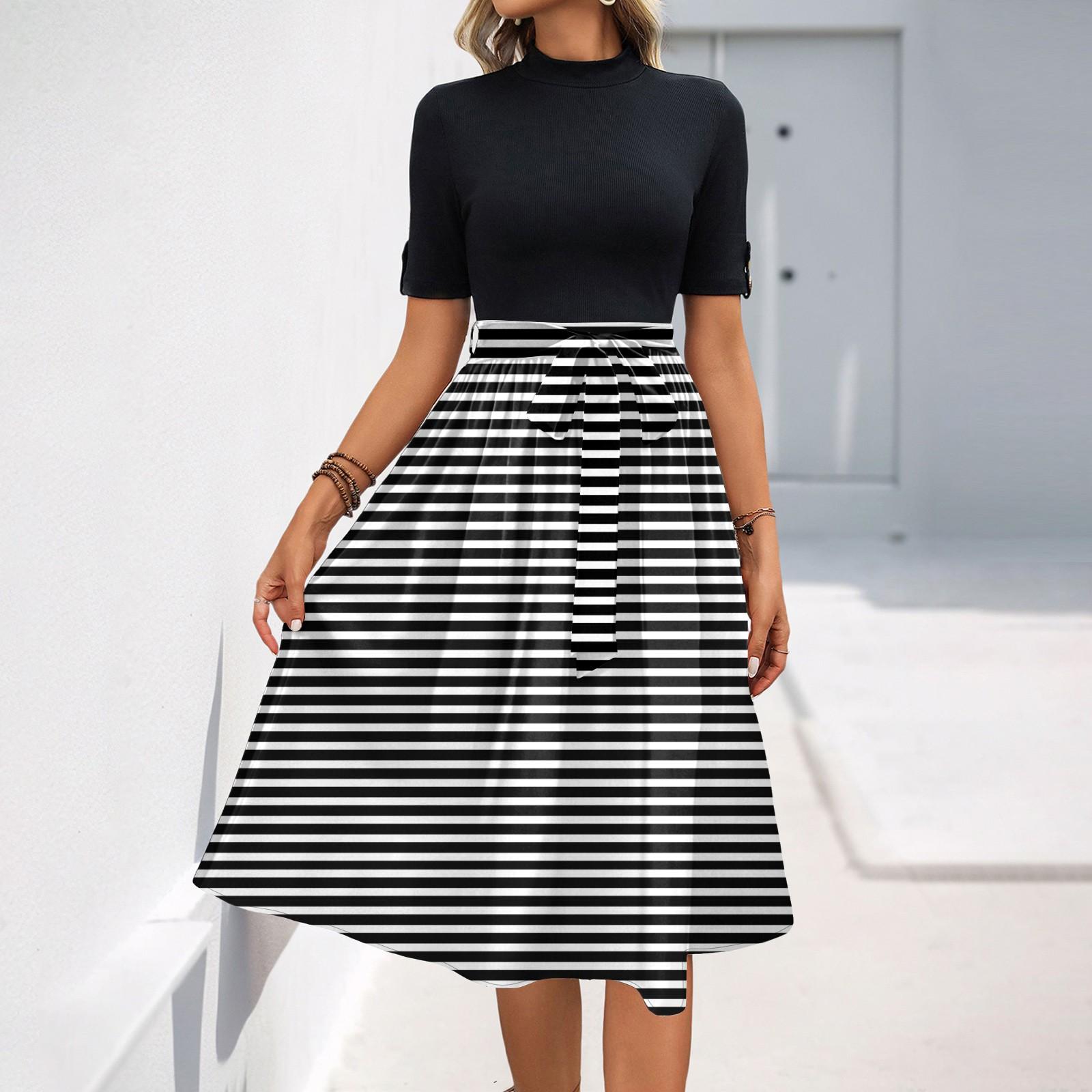 

Женское модное повседневное платье с коротким рукавом и круглым вырезом, элегантное, темпераментное XL белый