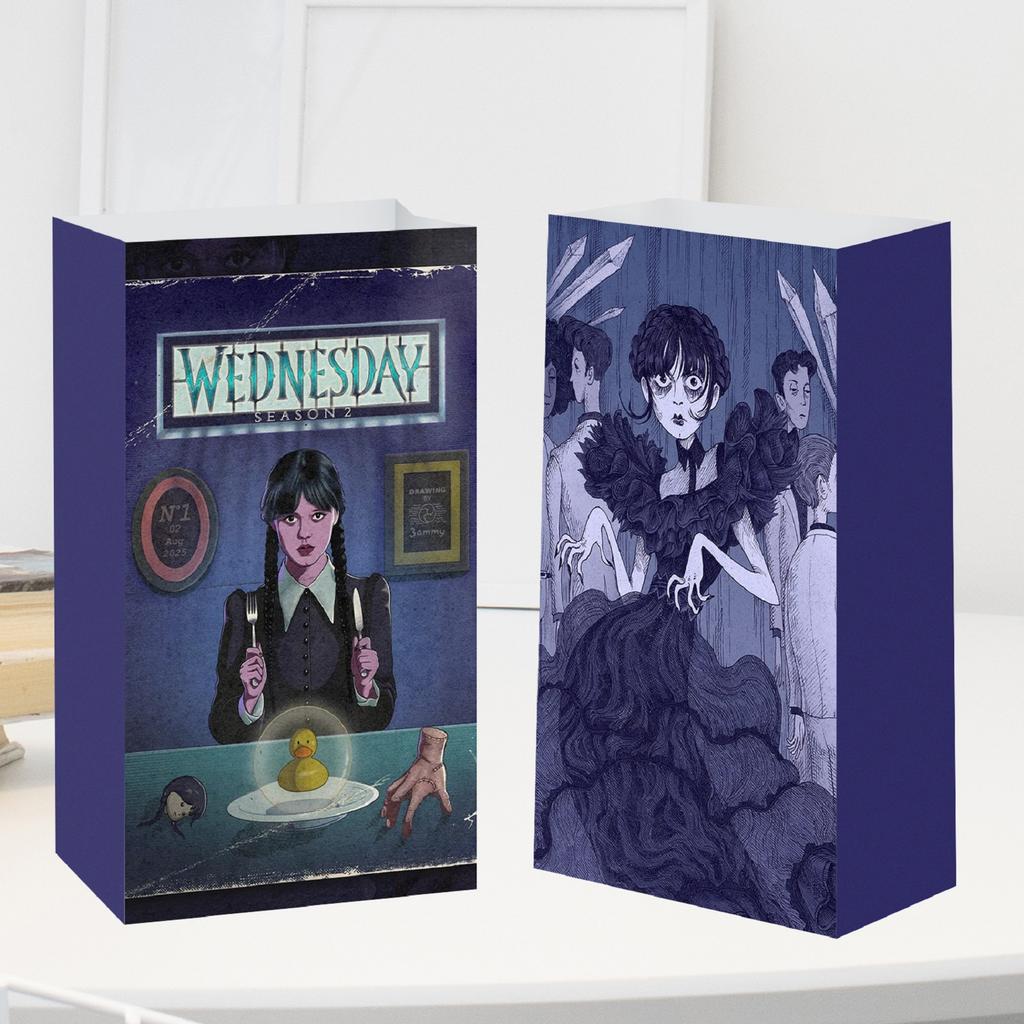 Bag Flat Mouth Gift Bag Sticker Four Styles Eight Patterns 12 Paper Bags 12Stickers Holiday Gift Bags