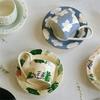 Chinese Style Ceramic Coffee Cup Flower Design Sense Coffee Cup And Saucer Kitchen Supplies Cup And Saucer Suit Microwave Oven