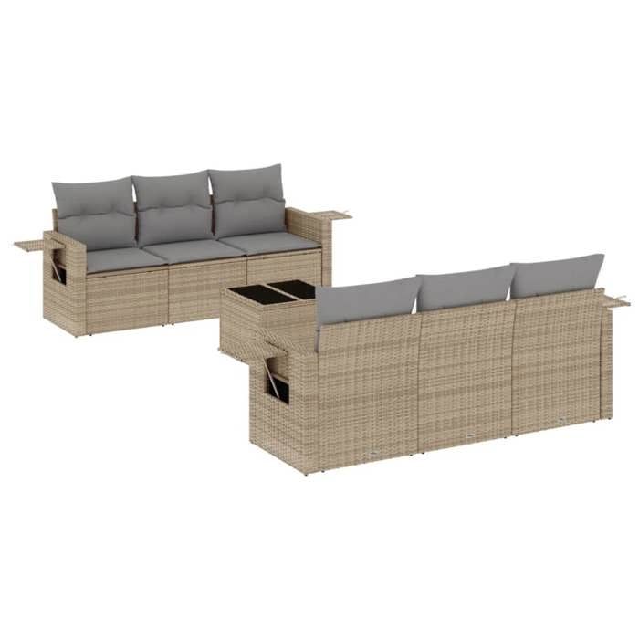 VidaXL Garden Lounge Set with Cushions 7 Pcs, Patio Sofas, Patio Furniture Set, Outdoor Furniture, Beige 3219908