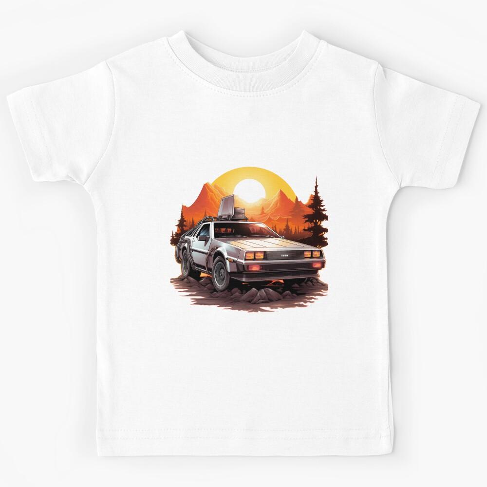 Retro Futurism Revived: Pixelated DeLorean Time Machine Art Kids T-Shirt 130
