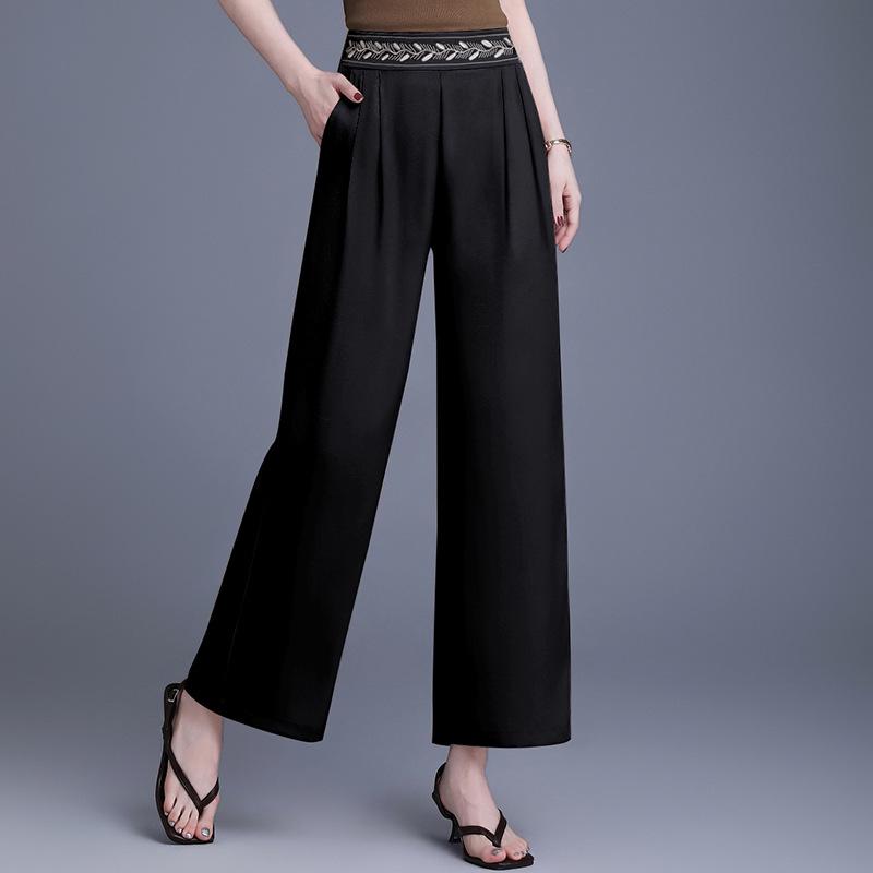 

Versatile Straight-Leg Pants for Middle-Aged & Elderly Women – Chic Casual Spring/Summer Fashion for Moms XL чёрный