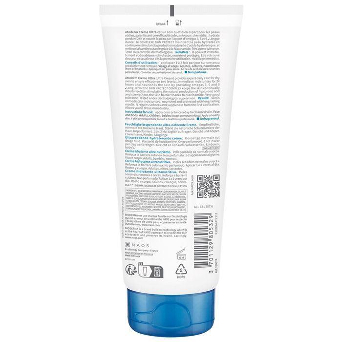 Bioderma Atoderm Crème Ultra Soin Hydratant Ultra-Nourrissant Peaux Normales à Sèches 200 ml