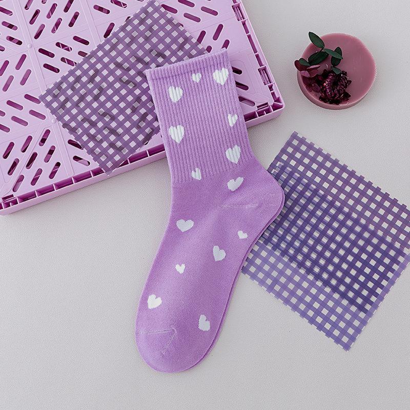 

Фиолетовые хлопковые носки, модные спортивные носки с героями мультфильмов, весенние и летние носки