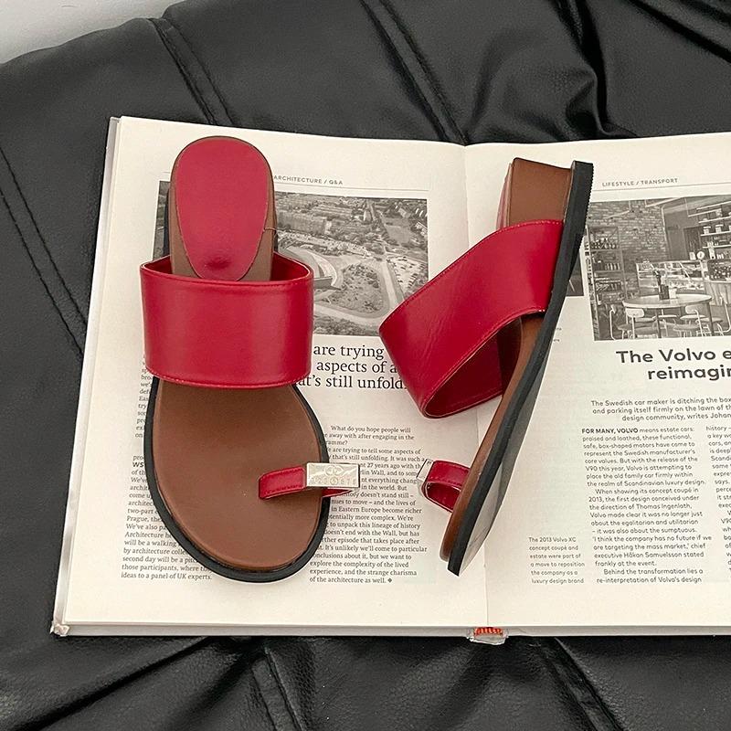

Fashion New Summer Metal Clip Toe Women Slippers Fashion Wedges Heel Shoes Ladies Outdoor Concise Sandalias · 35 красный