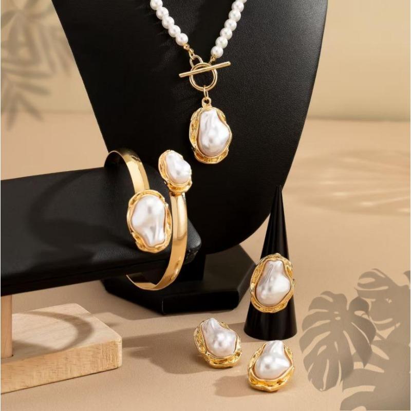 Design nou de lux ușor formă specială baroc neregulat perle de imitație colier cercei brățară inel cinci piese