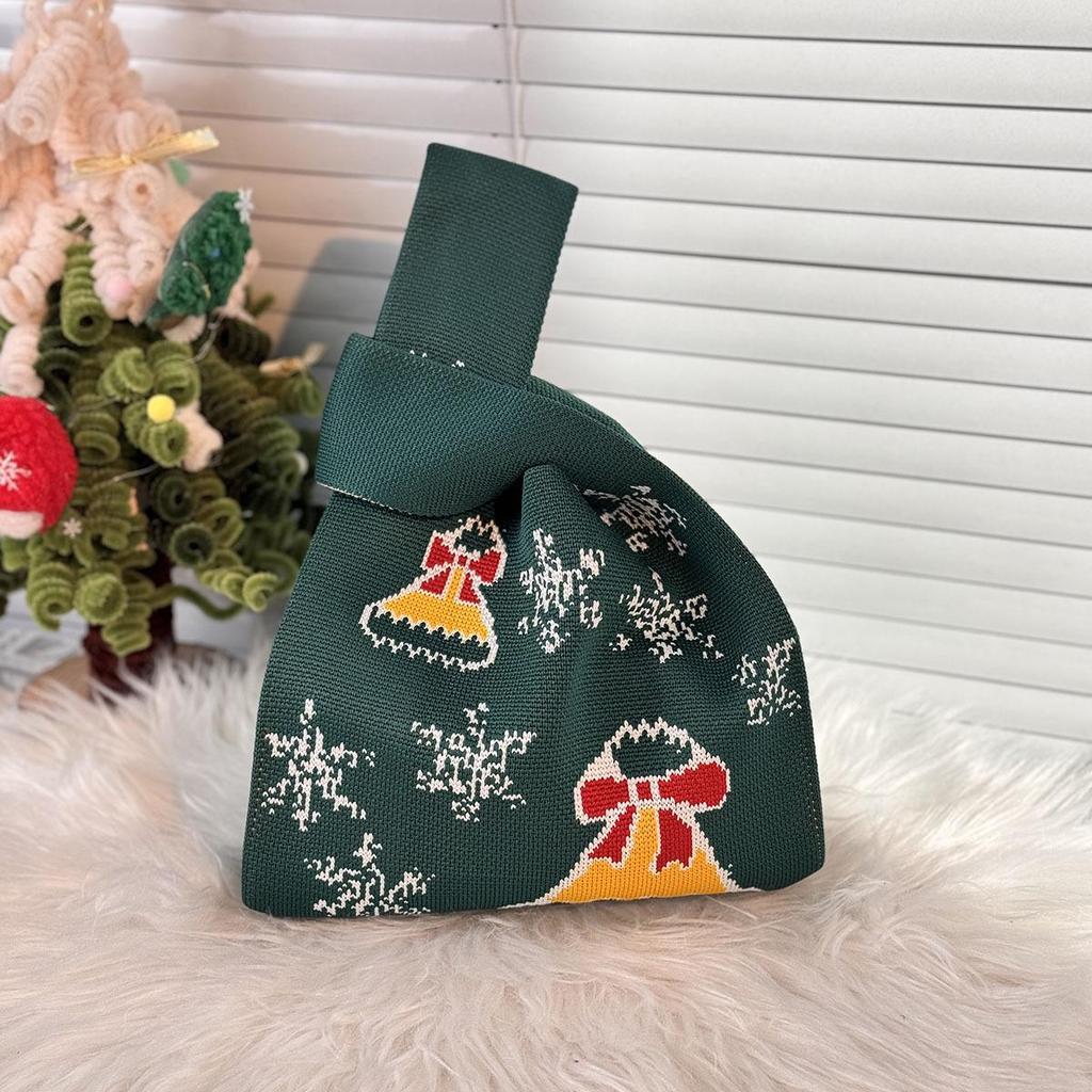 Holiday Gift Bag & Box for Christmas and Party Favors: Knitted Bag & Apple Candy Bag