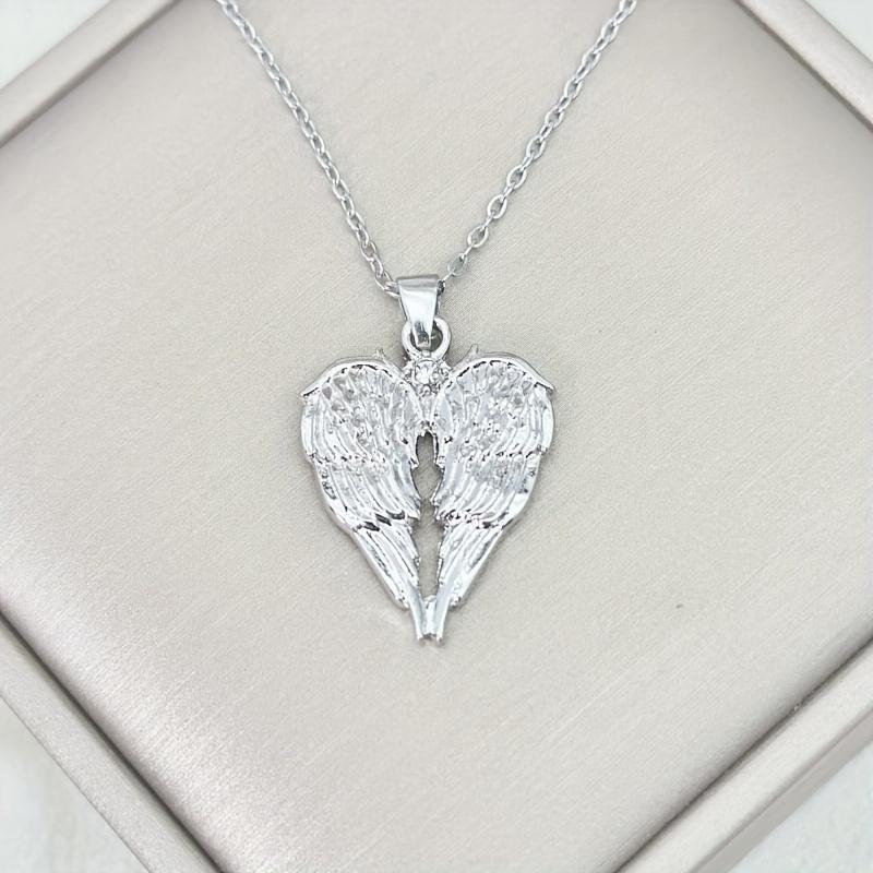 Heart Angel Wing Shaped For Women Pendant Necklace, Exquisite able Versatile Banquet Party Daily Wear Jewelry