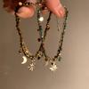 Vintage Natural Stone Double Layered Beads Bracelets For Women  Metal Mang Star Pendant Bracelets Charm Jewelry Gifts