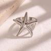 Bohemian Stainless Steel Minimalist Starfish Rings for Women Men Ocean Style Adjustable Female Opening Rings Jewelry Accessories