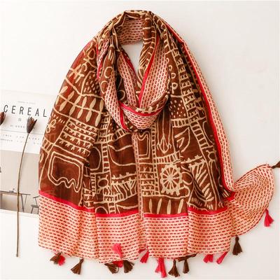 Bohemischer Ethno-Stil Handbemalter Bali-Garn Seidenschal für Damen