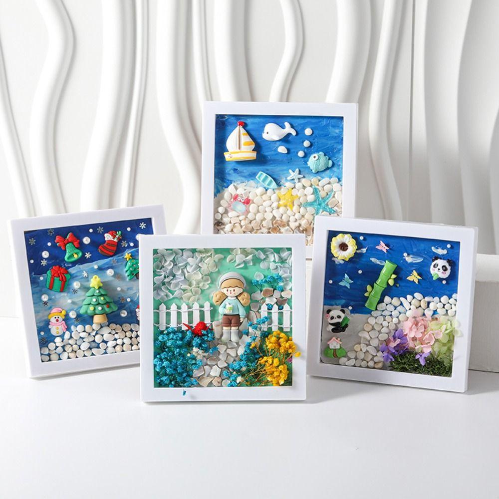 Wood Material 3D Ocean Scenery Painting Multicolor Photo Wood Frame DIY Photo Frame  Craft Projects