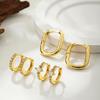 Fashion Gold Color U-shape Hoop Earrings for Women Dainty CZ Zircon Mini Circle Huggie Hoops Set Cartilage Zircon 3pair