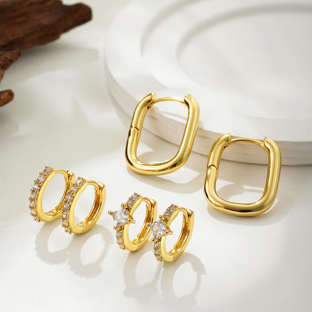 

Fashion Gold Color U-shape Hoop Earrings for Women Dainty CZ Zircon Mini Circle Huggie Hoops Set Cartilage Zircon 3pair