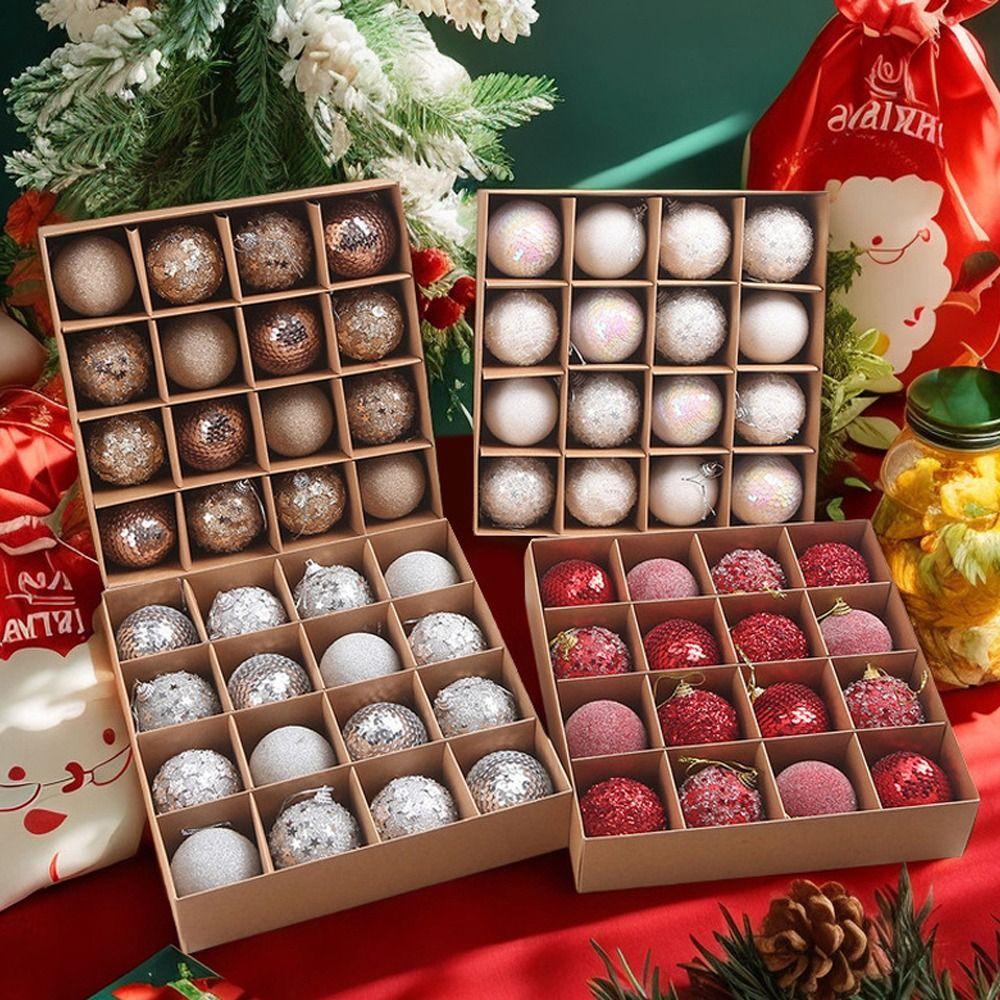 

16pcs Shatterproof Foam Christmas Ball Pendant Glitter Xmas Tree Ornaments Holiday Festival Decor