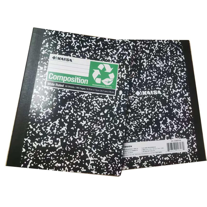 Kaisa B5 American Classic Stitched Notebook, Wide Ruled, 100 Pages, White Cover Standard