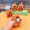 Plush Capybara Doll Keychain Squeeze Spitting Bubbles Capybara Bag Pendant Soft Stuff Relieve Stress Toys For Kid BIrthday Gift