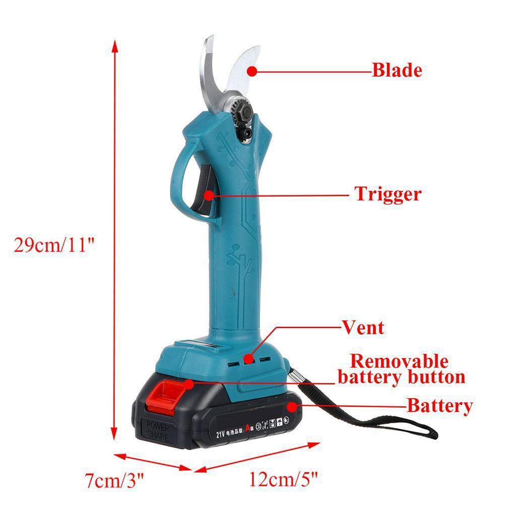 

88VF Cordless Electric Rechargeable Pruning Shears Secateur Branch Cutter 2 Li-Batterys 21V Electric Fruit Pruning Tool